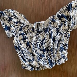 Cropped floral off the shoulder top